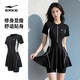 鴻星爾克（ERKE）女士泳衣短袖連體保守裙式海邊沙灘度假游泳防尷尬顯瘦泳衣套裝