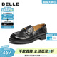 百麗（Belle）質(zhì)感百搭樂(lè )福鞋女2026春季新款商場(chǎng)舒適通勤便士單鞋F6S1DAA6 黑色 37