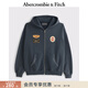 Abercrombie & Fitch美式復古抓絨經(jīng)典百搭連帽拉鏈開(kāi)衫衛衣外套25秋冬男裝122-5729 藍色 M (180/100A)