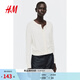 H&M女裝毛針織衫春季miu系開(kāi)衫空調衫薄款針織外套1237776 奶油色 M 165/96