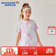 Skechers斯凱奇童裝兒童夏季吸濕速干T恤衫女童漸變色運動(dòng)短袖P225G102