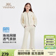 英氏（YEEHOO）女童套裝兒童外套褲子兩件套中大童裝學(xué)院休閑抑菌春裝 米白 130