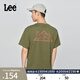 Lee商場(chǎng)同款舒適版圓領(lǐng)三角徽標印花Logo男短袖T恤潮LMT0101673RX 橄欖綠 M