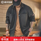 馬登工裝山系深灰口袋襯衫美式休閑免燙抗皺寬松長(cháng)袖襯衣疊穿外套男 深灰色 XL