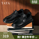他她（TATA）秋商場(chǎng)同款純色舒適百搭休閑皮鞋男新款OCD10CM5 黑色 43