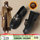 ZHR樂(lè )福鞋女冬軟底百搭加絨小皮鞋女英倫風(fēng)粗跟女鞋 FTEP06A 黑色 39