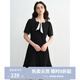 獨束大碼女裝2025夏新款波點(diǎn)飄帶連衣裙微胖收腰赫本風(fēng)氣質(zhì)小黑裙 烏梅黑-短款 XL （尺碼：3）