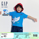 蓋璞男幼童夏季款立體鯊魚(yú)印花短袖T恤兒童裝上衣465402
