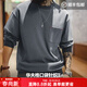 馬登工裝 美式休閑華夫格口袋T恤男春季撞色圓領(lǐng)套頭針織衛衣長(cháng)袖上衣 隕石灰 XL