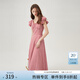 范思藍恩紅白格子約會(huì )連衣裙女2024夏季新款遮肉飛飛袖裙子12344 紅白格 M