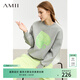 AMII女裝2025冬季新款圓領(lǐng)心形印花空氣層衛衣女寬松落肩袖休 花灰 L 165/88A