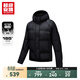超級安踏防潑水連帽羽絨服女士秋冬寬松保暖廓形休閑夾克外套162548914U 【拉鏈口袋】基礎黑-4 L /女170