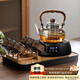 憶壺茶（YIHUTEA）玻璃煮茶壺電陶爐煮茶器圍爐煮茶套裝家用燒水壺大容量泡茶養生壺 【煮茶十件套】煙灰壺+數顯黑爐+6杯+杯架+茶盤(pán)