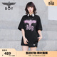 BOY LONDON【暗夜星辰】夏季情侶款短袖燙鉆老鷹logo潮牌T恤N01003 黑色 XL