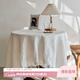艾薇圓桌布布藝棉麻茶幾臺面布白色方形圓形餐桌布蓋布130*130米白t格