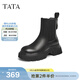 他她（TATA）厚底休閑切爾西靴女靴加絨顯瘦煙筒靴冬新款WJZ03DD4 黑色（絨里） 37