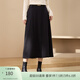 纖莉秀【遮跨顯瘦A字裙】大碼女裝知性通勤百搭半身裙胖mm冬新款3928 黑灰色 XL