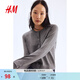 H&M【博主推薦】女裝毛針織衫春新款高智感針織衫氣質(zhì)開(kāi)衫0579541 混灰色167 M 165/96