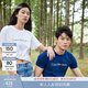 Calvin KleinJeans夏季男女情侶中性休閑年輕多色ck印花修身打底短袖T恤上衣 YAF-月光白 M （推薦130-145斤）