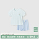 童泰夏季嬰兒兒童男女寶寶衣服輕薄透氣莫代爾無(wú)痕短袖短褲套裝 藍色 90 cm
