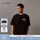 Calvin KleinJeans夏季男女情侶中性印花休閑通勤ck純棉圓領(lǐng)寬松短袖T恤上衣 BEH-太空黑 S