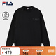 FILA 斐樂(lè )官方男子套頭衛衣2025冬新款基礎休閑加絨針織長(cháng)袖上衣 正黑色-BK 2XL 185/104A/XXL