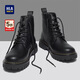 海瀾之家HLA馬丁靴男高幫秋冬工裝鞋子男士靴子男HAAGZM4DAE411 黑色 43