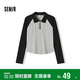森馬（Semir）POLO衫女短款拼色插肩袖修身上衣小個(gè)子秋顯瘦套頭衫101524115003