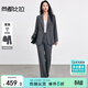 尚都比拉職場(chǎng)通勤面試西裝套裝女秋季雙排兩?？坶L(cháng)袖西服外套中腰微喇長(cháng)褲