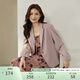 纖莉秀大碼女裝極簡(jiǎn)風(fēng)氣質(zhì)干練百搭顯瘦西裝外套胖mm春裝新款3349 灰粉色 XL