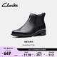 Clarks其樂(lè )Havisham系列新品女士秋冬復古潮流切爾西靴牛皮短靴 黑色 261787154 37