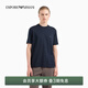 EMPORIO ARMANI/阿瑪尼官方旗艦男女情侶款圓領(lǐng)短袖正肩純棉純色T恤春夏 【100%棉合身版】海軍藍色 L  (推薦：150-165斤)