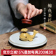 名壺秋月 茶道擺件 茶寵 鯨魚(yú)茶托 金黃段泥 茶道配件 玩寵蓋置
