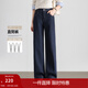 茵曼（INMAN）時(shí)尚通勤窄版直通褲女2025秋季復古百搭高腰顯瘦牛仔褲子 星空藍 29