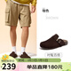 駱駝（CAMEL）松包勃肯鞋男舒適絨面輕量半拖休閑鞋 L16S700001 咖色 41