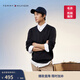 Tommy Hilfiger【撞色橫條紋】26春夏新款男純棉休閑學(xué)院風(fēng)圓領(lǐng)內搭針織衫 【純色V領(lǐng)】經(jīng)典黑BDS XL （推薦：165-180斤）