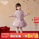 歐姆熊女童秋冬款連衣裙2025新款寶寶周歲生日冬季洋氣兒童冬裝公主裙子 紫色 110 110cm