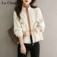 拉夏貝爾（La Chapelle）短外套女裝新品2026年春秋新款韓版寬松時(shí)尚小個(gè)子外套風(fēng)衣上衣女 米白色 M 90-105斤