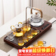瓷牌茗茶具（cipaiming teaset）瓷牌茗 茶具套裝茶臺燒水壺一體茶盤(pán)自動(dòng)上水電熱水壺高檔泡茶壺 胡桃智享抽水+提梁+六彩八駿 10件