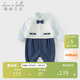 戴維貝拉新生兒爬服男寶寶紳士風(fēng)連體衣嬰幼兒春裝哈衣