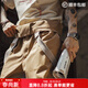 馬登工裝美式復古騎兵背帶褲男多口袋直筒長(cháng)褲子男士休閑褲春季新款 卡其色 L