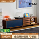MUU復古實(shí)木電視柜家用小戶(hù)型客廳儲物柜中古家具日系簡(jiǎn)約拼色電視柜 密斯電視柜 2.1M