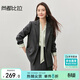 尚都比拉2025年春秋西裝外套女氣質(zhì)通勤一?？劢饘贅思倏诖鞣?深灰色 XL