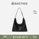 BAGTREE【明星同款】包包樹(shù)圖南頭層植鞣牛皮hobo女包單肩腋下通勤斜挎包 檀黑色-大號 贈斜挎延長(cháng)肩帶 高級小眾