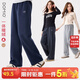 多妙屋女童褲子春季2026新款兒童彎刀褲中大童衛褲洋氣直筒褲加絨秋冬裝 【冬加絨款】藏青 150 cm