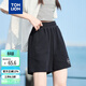 唐獅（TonLion）2024女寬松休閑短褲 黑色 S 