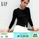 蓋璞（GAP）女裝春款純棉圓領(lǐng)針織衫基礎款開(kāi)衫毛衣美版443176 黑色 XS 美碼  S亞洲碼165/84A