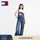 TOMMY JEANS【美式復古】秋冬女裝純棉經(jīng)典潮流拼色大口袋牛仔背帶褲 牛仔藍1A5 S
