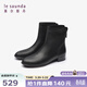 萊爾斯丹秋冬新款簡(jiǎn)約通勤舒適拉鏈短筒低跟女短靴真皮時(shí)裝靴5T28101 黑色 BKK 36