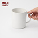 MUJI陶瓷覆層 不銹鋼 雙層馬克杯 水杯杯子 桌面 帶把手 白色 L 490ml